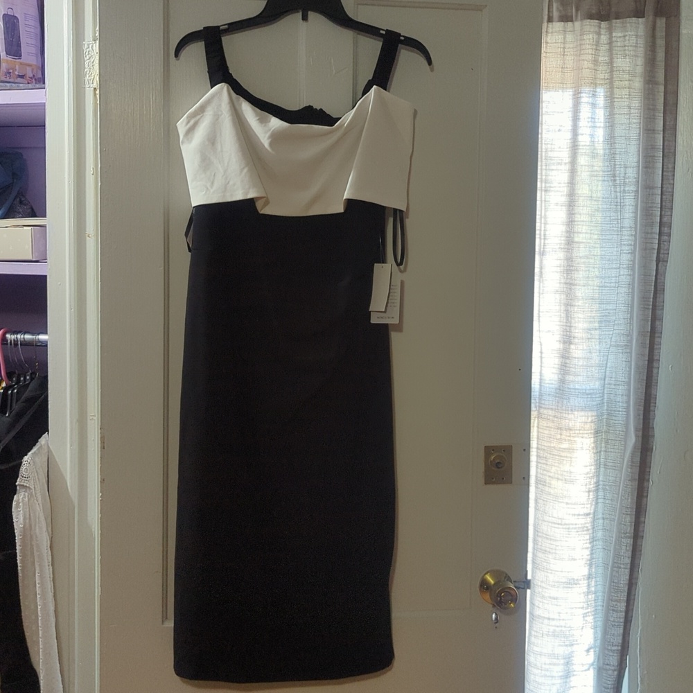 Marina cocktail dress, black and white, size 12
